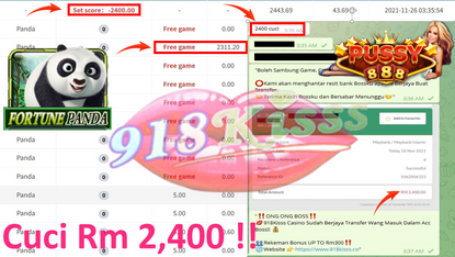 Pussy888 Sedang Bayar Dapat Cuci Rm 2,400 !! Game "Fortune Panda" !! Free Game Jatuh Kaw2 !!