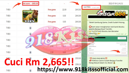 Mega888 Sedang Bayar Member Dapat Cuci Rm 2,665 ! Game "T-Rex" !! Cepat Pm Kami Dapat ID Ong2 !!