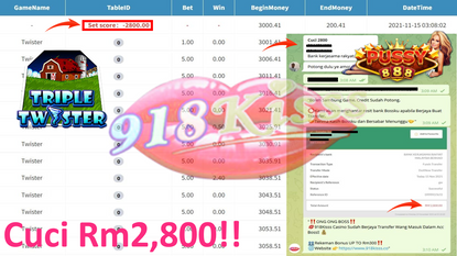 Cuci Rm 2,800!! Game Pussy888 Sedang Bayar!! Cepat Dapat ID ONG ONG !! Game " Twister "