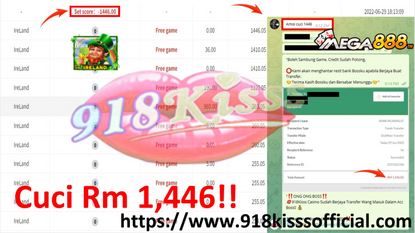 Mega888 Sedang Bayar Member Dapat Cuci Rm 1,446 ! Game "Ireland" !! Cepat Pm Kami Dapat ID Ong2 !!