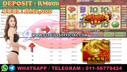 Pussy888 Bagi Cuci Rm2,000🤑 Slot Game 🐉Dragon Gold🐉 TopUp Rm100 BET 0.50 SAJE‼️PM Dpt ID ONG💰💰