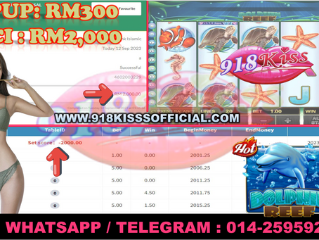 MEMBER KITA SANGAT ONG💯GAME 918Kiss 🐬Dolphin🐬 TOPUP Rm300 CUCI 💰Rm2,000💰PM AMOI DPT 🆔 ONG🔥