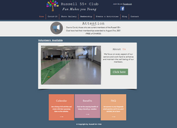 Russell 55+ club website home page design