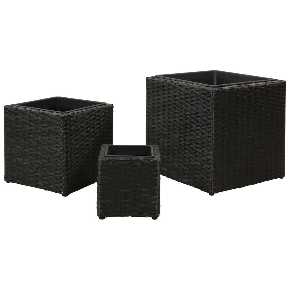Thumbnail: 3 Piece Poly Rattan Black Garden Raised Beds