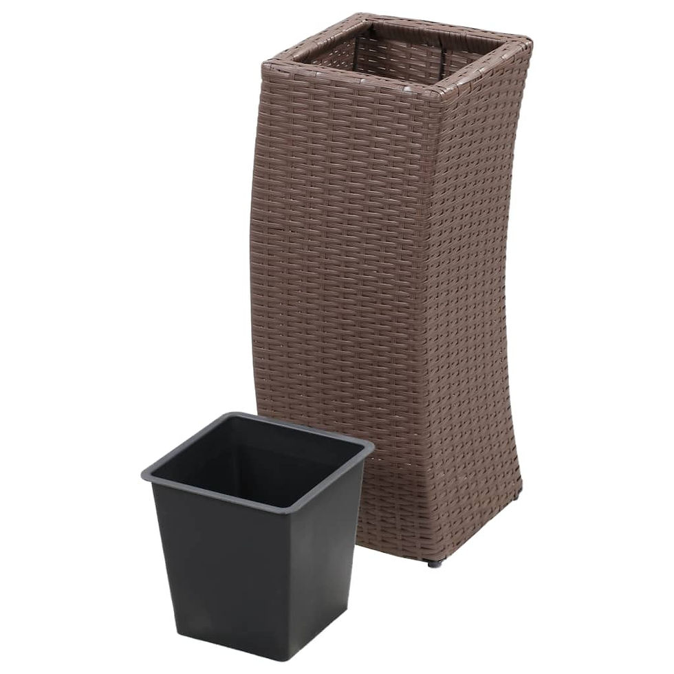 Thumbnail: 3 Piece Poly Rattan Brown Garden Raised Beds