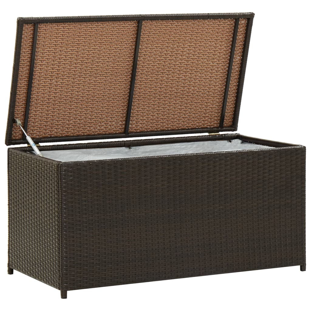 Poly Rattan Garden Storage Box Brown 100x50x50 cm