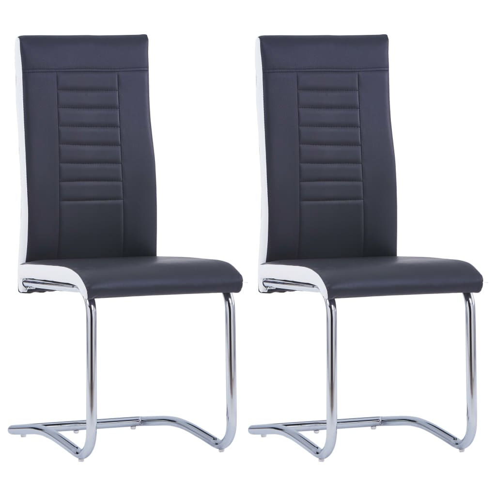 Faux Leather Cantilever Dining Chair Set 2 Black