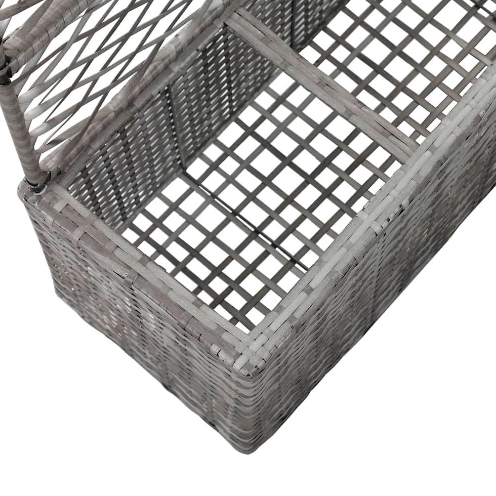 Thumbnail: Trellis Raised Bed Poly Rattan Grey with 3 Pots 83x30x130 cm