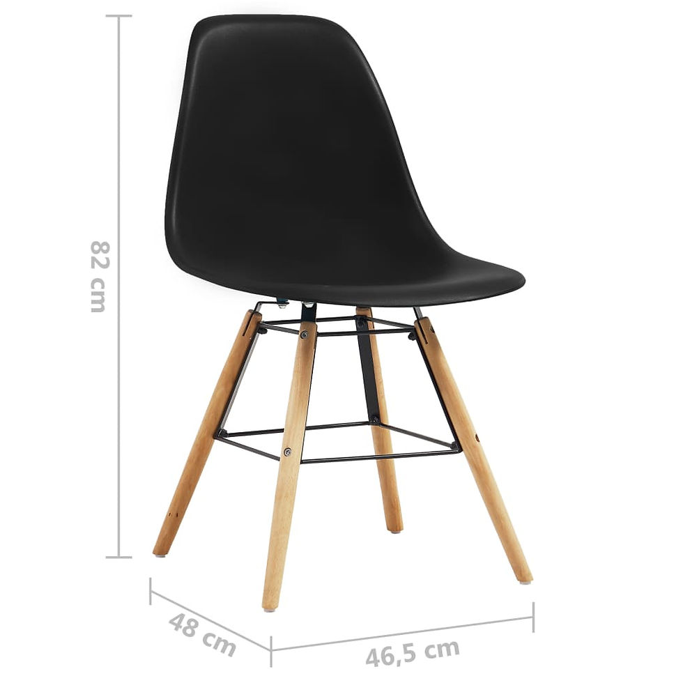 Thumbnail: Dining Chair Set 2 Black Plastic