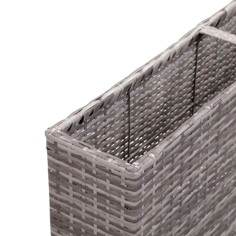 Thumbnail: Garden Raised Bed Poly Rattan Grey with 3 Pots 150x20x40 cm