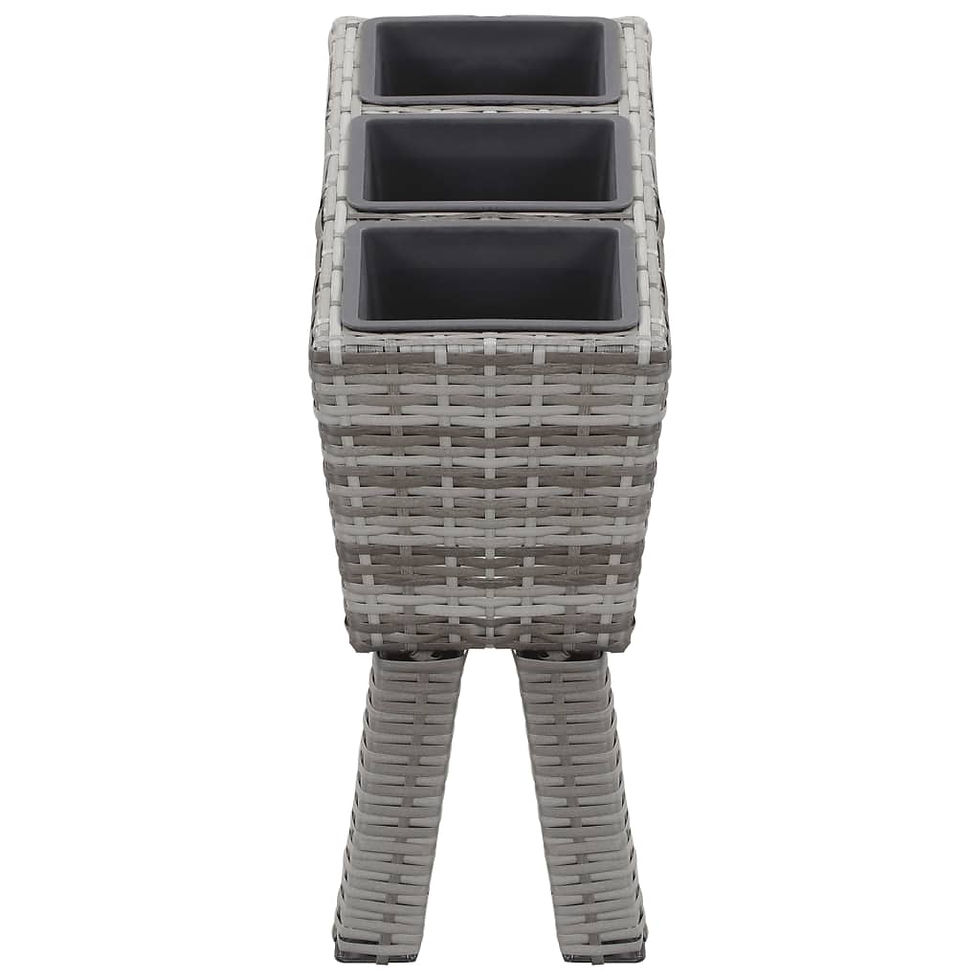 Thumbnail: Garden Raised Bed Poly Rattan Grey with Legs and 3 Pots 72x25x50 cm