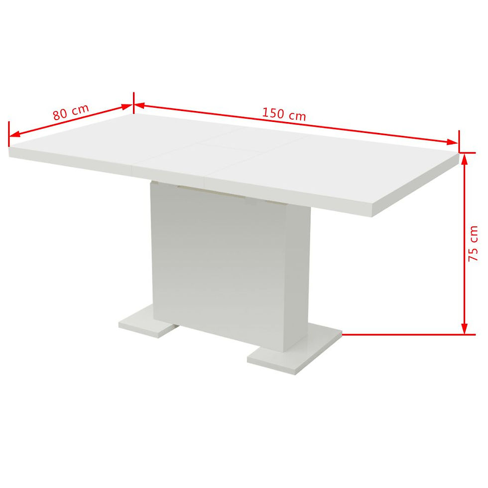 Thumbnail: Dining Table Extendable High Gloss White