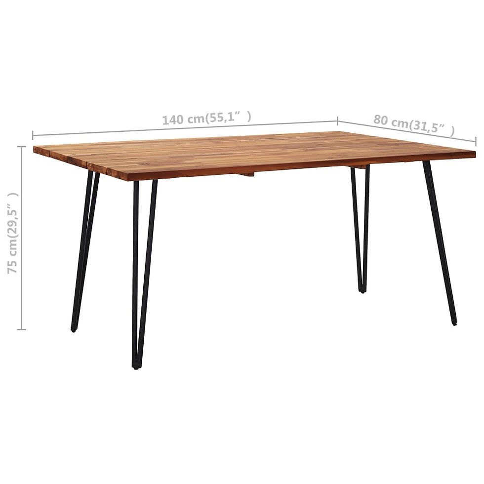 Thumbnail: Woodenn Garden Table with Hairpin Legs 140x80x75 cm