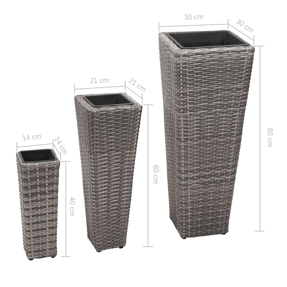 Thumbnail: 3 Piece Poly Rattan Grey Garden Raised Beds