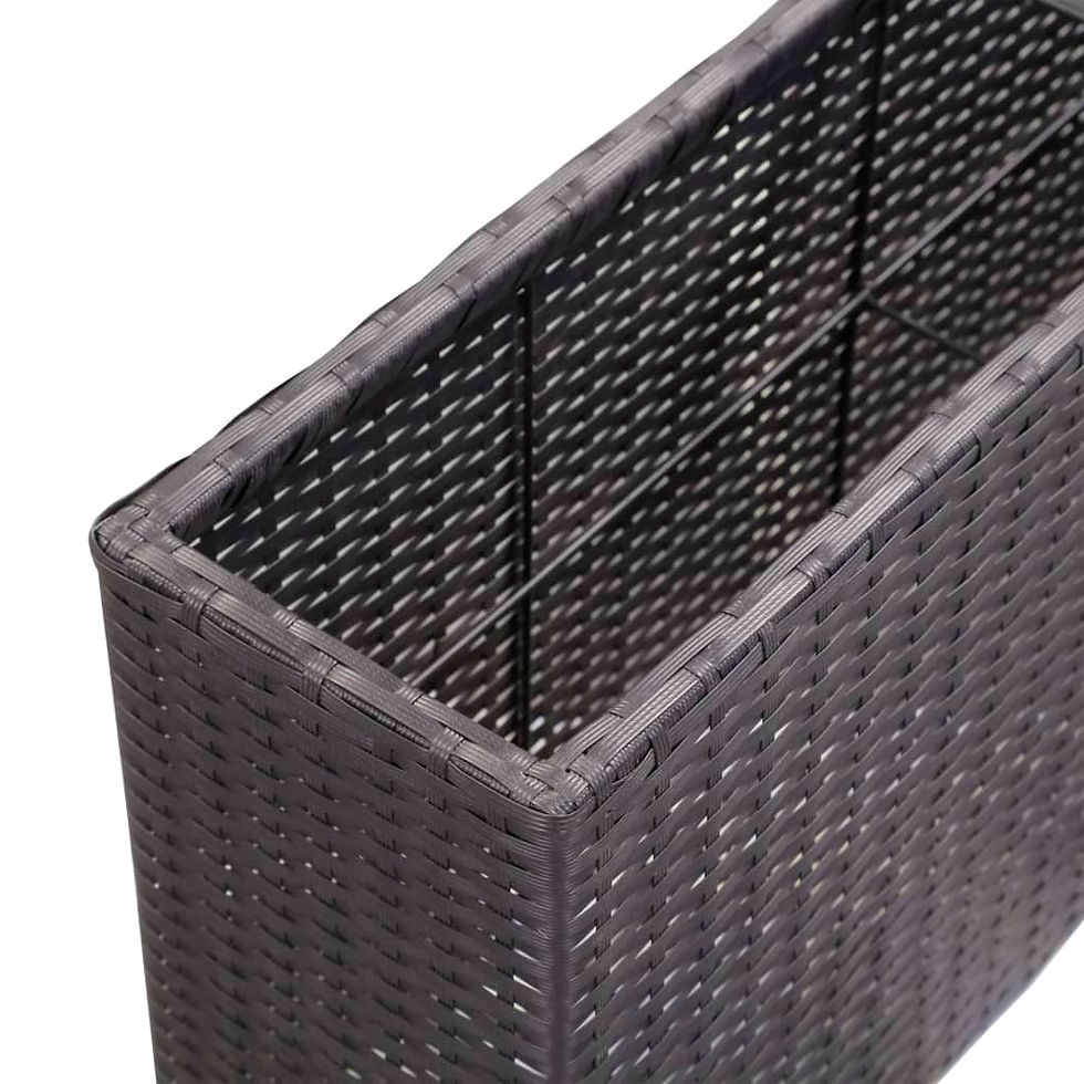 Thumbnail: Garden Raised Bed Poly Rattan Black with 2 Pots 90x20x40 cm