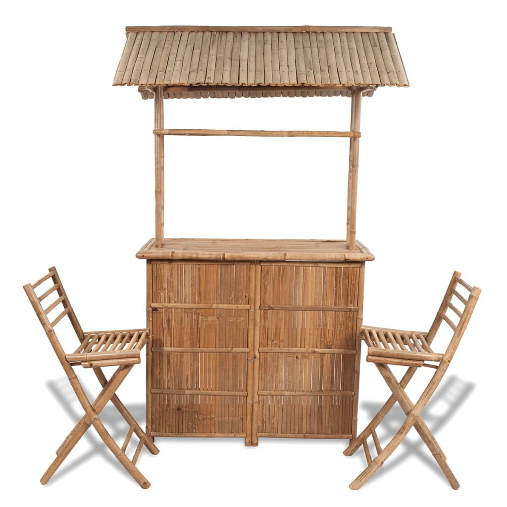 Bamboo Bistro Set With 2 Chairs and Counter