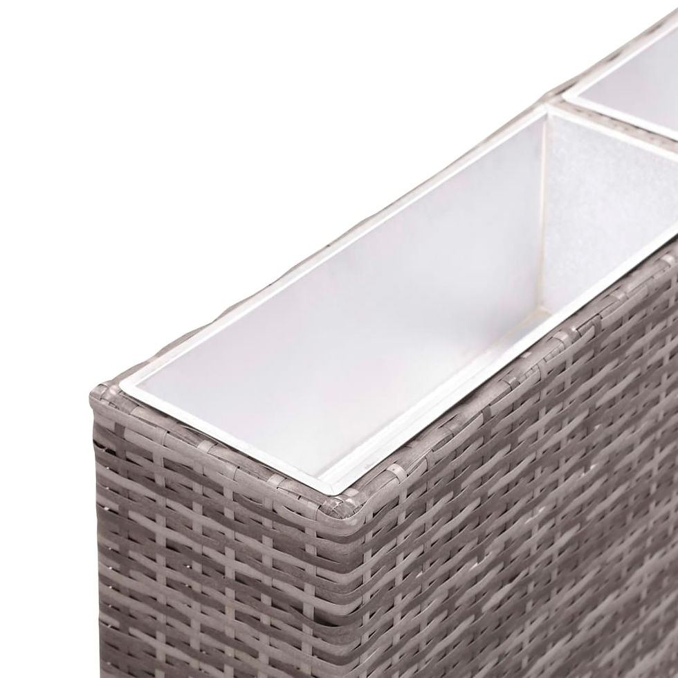 Thumbnail: Garden Raised Bed Poly Rattan Grey with 3 Pots 150x20x40 cm