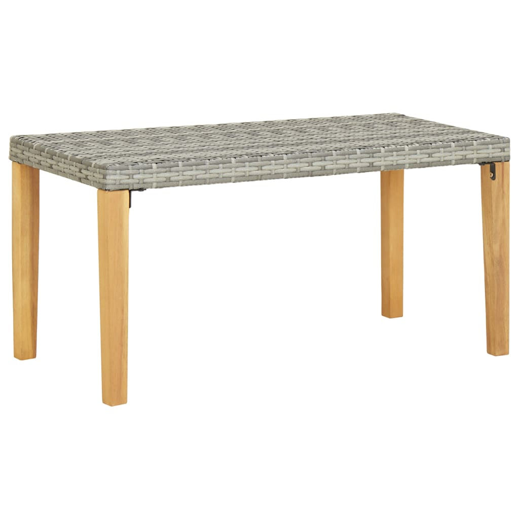 Poly Rattan Garden Bench 120 cm Grey Wood
