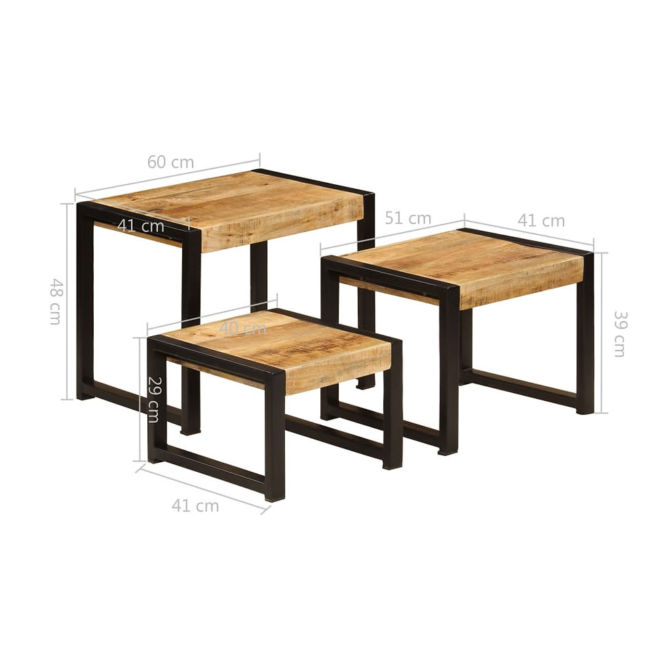 Thumbnail: Mango Wood Nesting Table Set 3