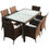 Thumbnail: 7 Piece Outdoor Dining Set with Cushions Poly Rattan Brown