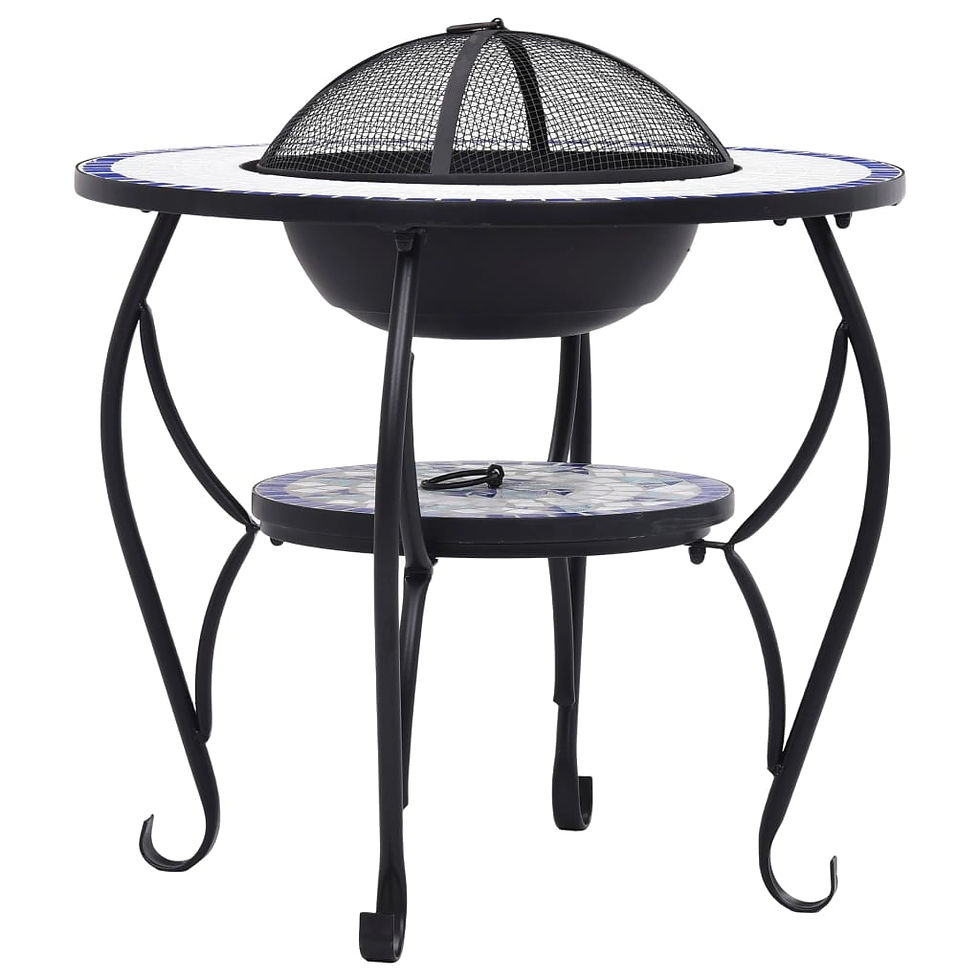 Thumbnail: Mosaic Fire Pit Table Blue and White 68 cm Ceramic