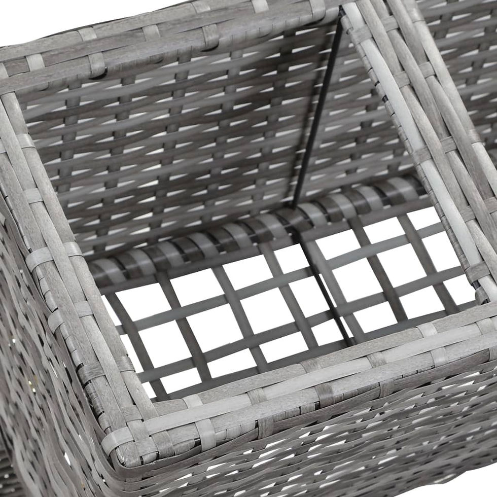 Thumbnail: Garden Raised Bed Poly Rattan Grey with Legs and 3 Pots 72x25x50 cm