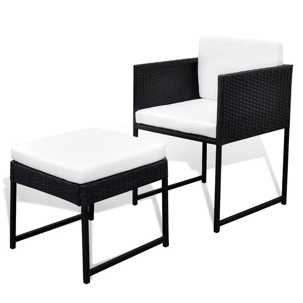 Thumbnail: Poly Rattan Black Outdoor Dining 9 piece Set with Cushions