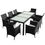 Thumbnail: Poly Rattan Black Outdoor Dining 9 Piece Set with Cushions