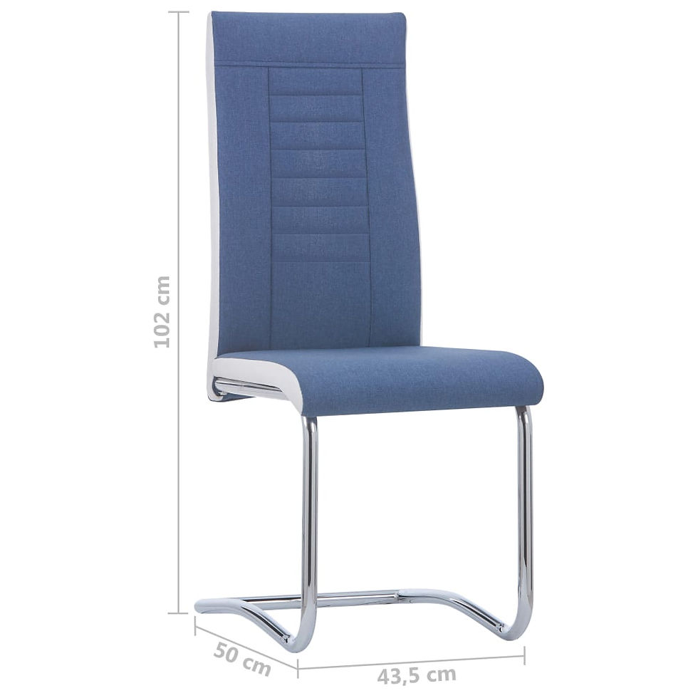 Thumbnail: Fabric Top Cantilever Dining Chair Set 4 Blue