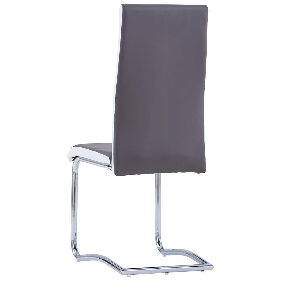 Thumbnail: Faux Leather Cantilever Dining Chair Set 2 Grey