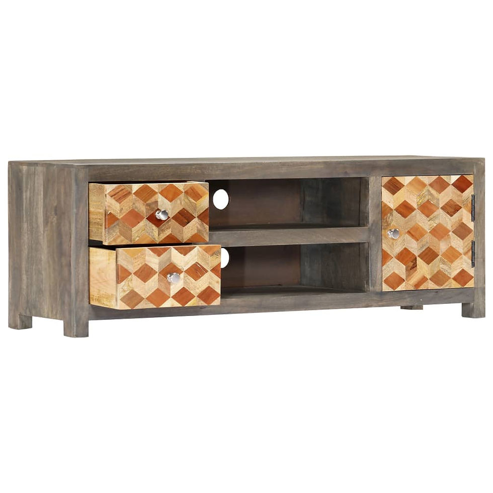 Thumbnail: Mango Wood TV Cabinet Grey 120x30x40 cm