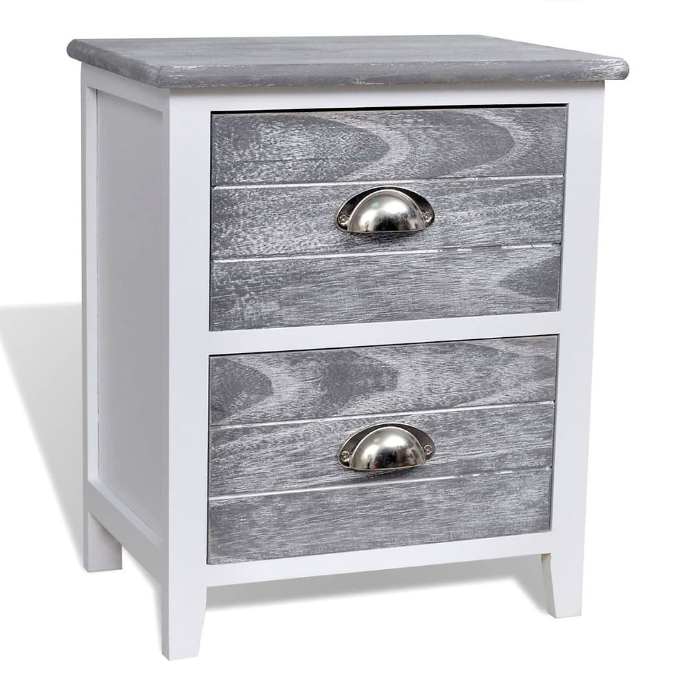 Thumbnail: Nightstand Set 2 with 2 Drawers Grey and White