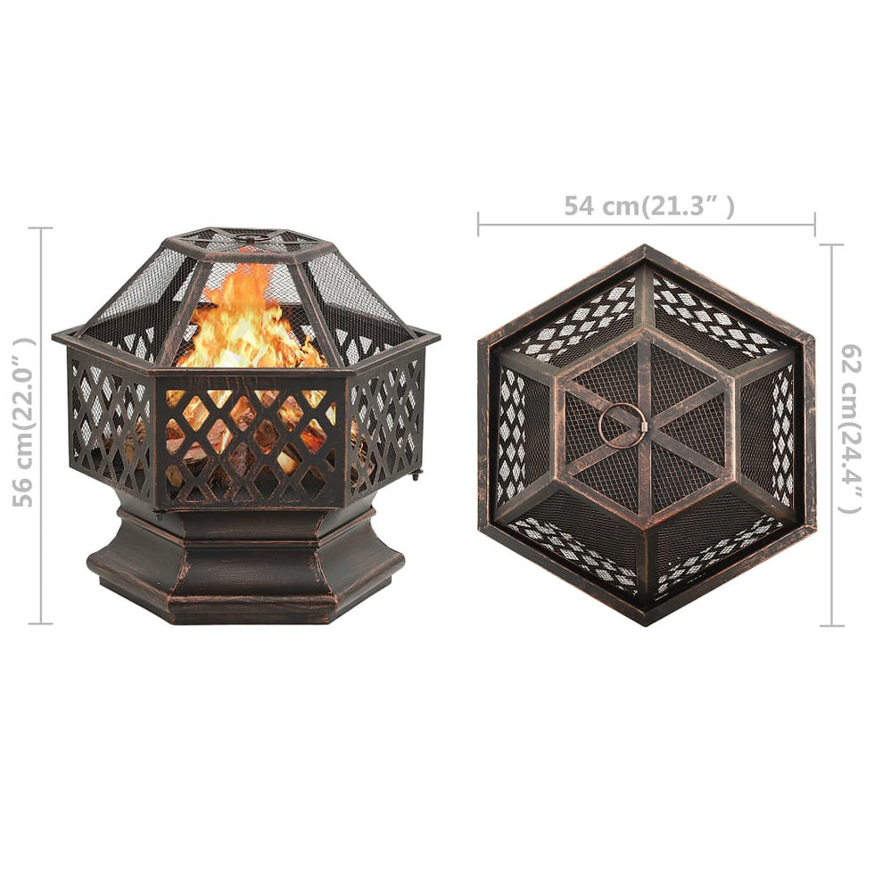 Thumbnail: Rustic Fire Pit with Poker 62x54x56 cm Steel