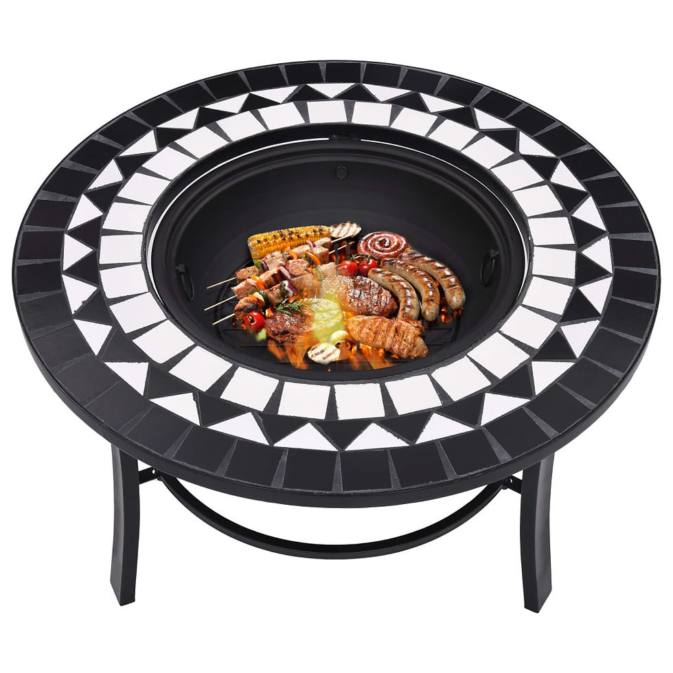 Thumbnail: Mosaic Fire Pit Black and White 68cm Ceramic