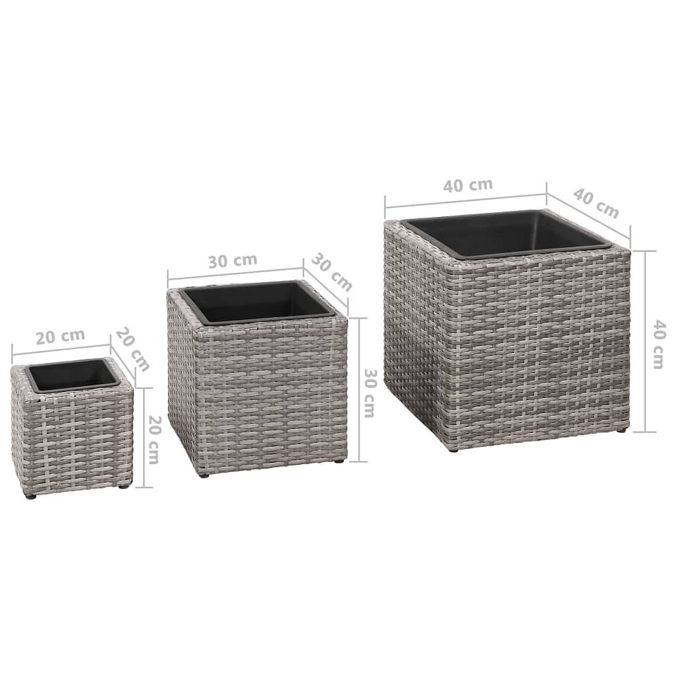 Thumbnail: 3 Piece Poly Rattan Grey  Garden Raised Beds
