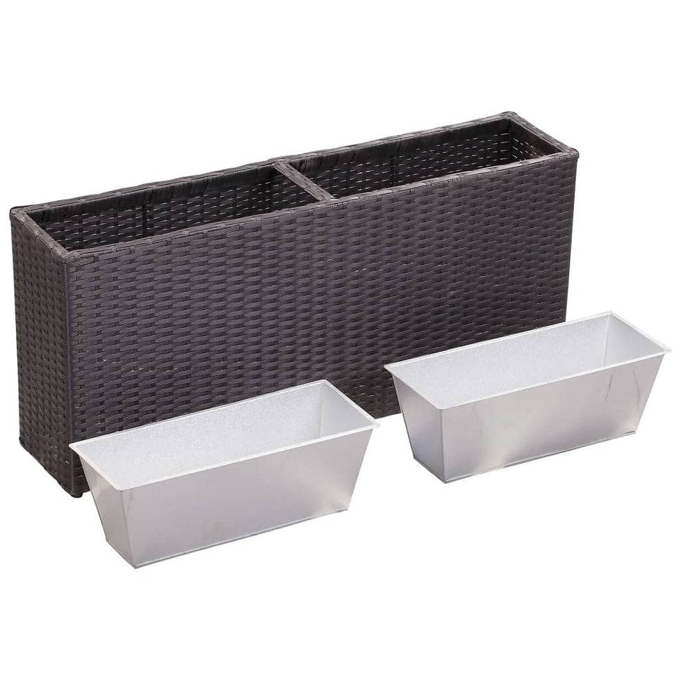 Thumbnail: Garden Raised Bed Poly Rattan Black with 2 Pots 90x20x40 cm