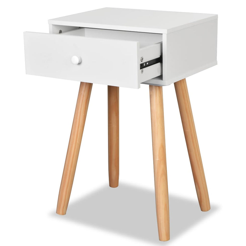 Thumbnail: Pine Wood Bedside Tables 2 Piece White