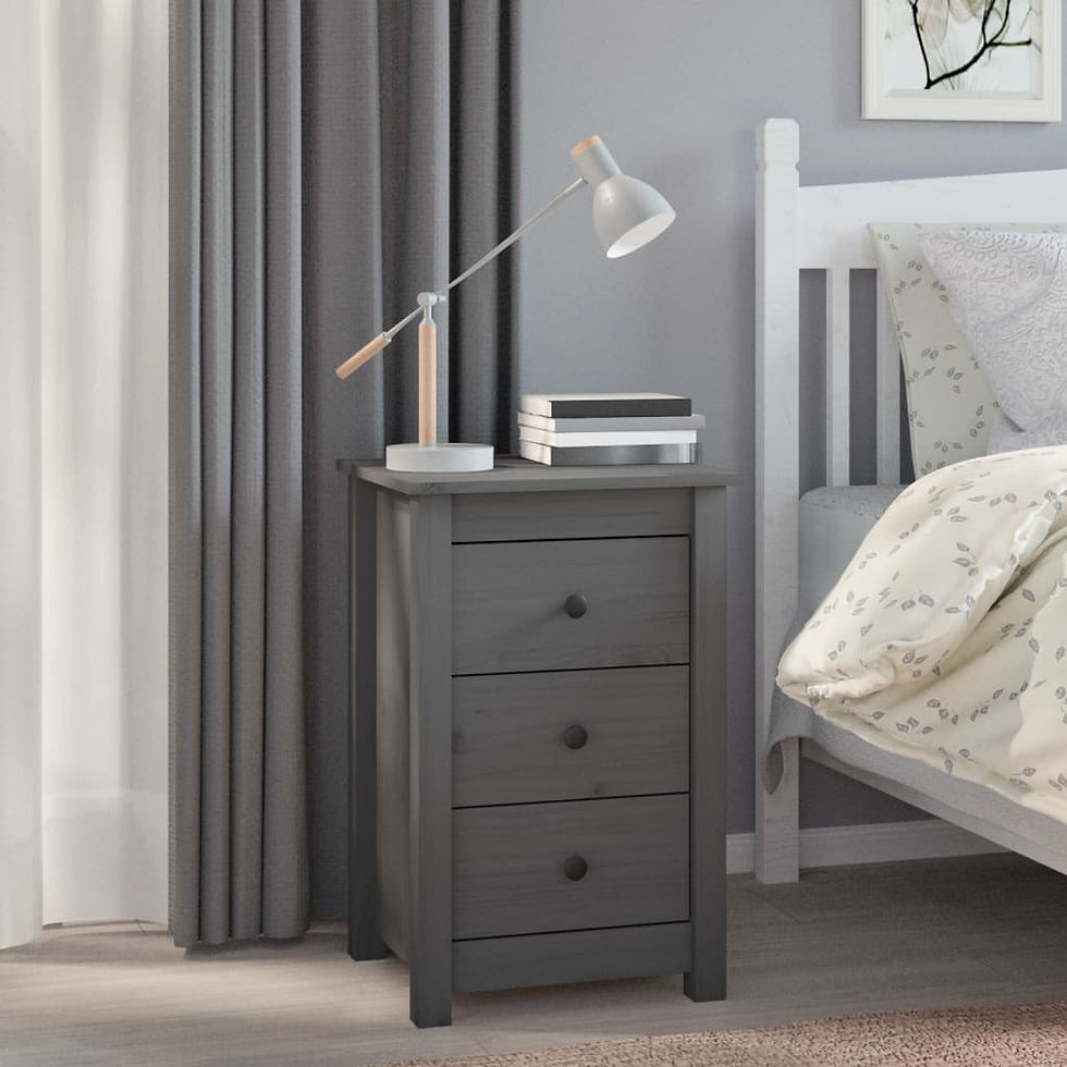 Thumbnail: Bedside Cabinets 2 pcs Grey 40x35x61,5 cm Solid Wood Pine