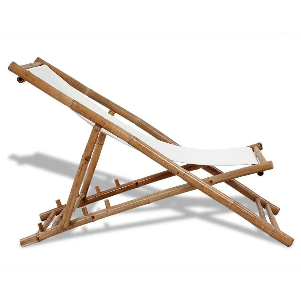 Thumbnail: Bamboo and Canvas outdoor Deck Chair