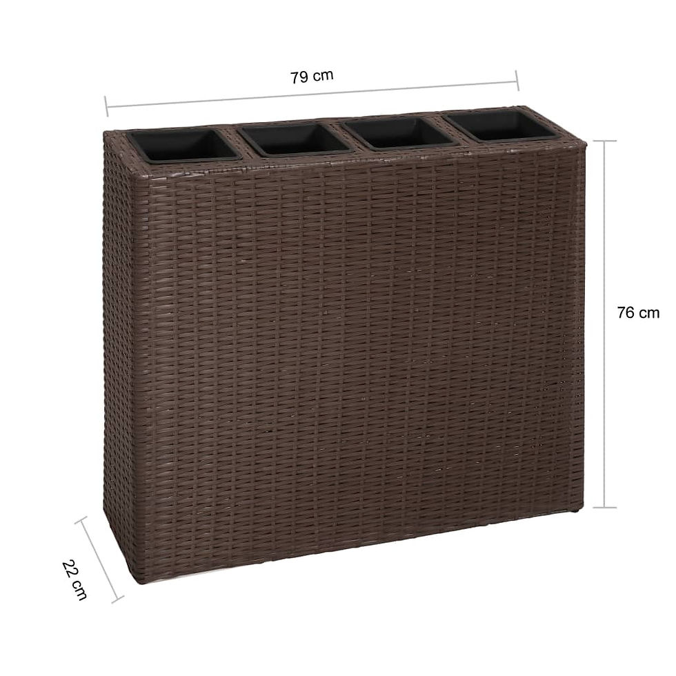 Thumbnail: Garden Raised Bed Poly Rattan Brown with 4 Pots