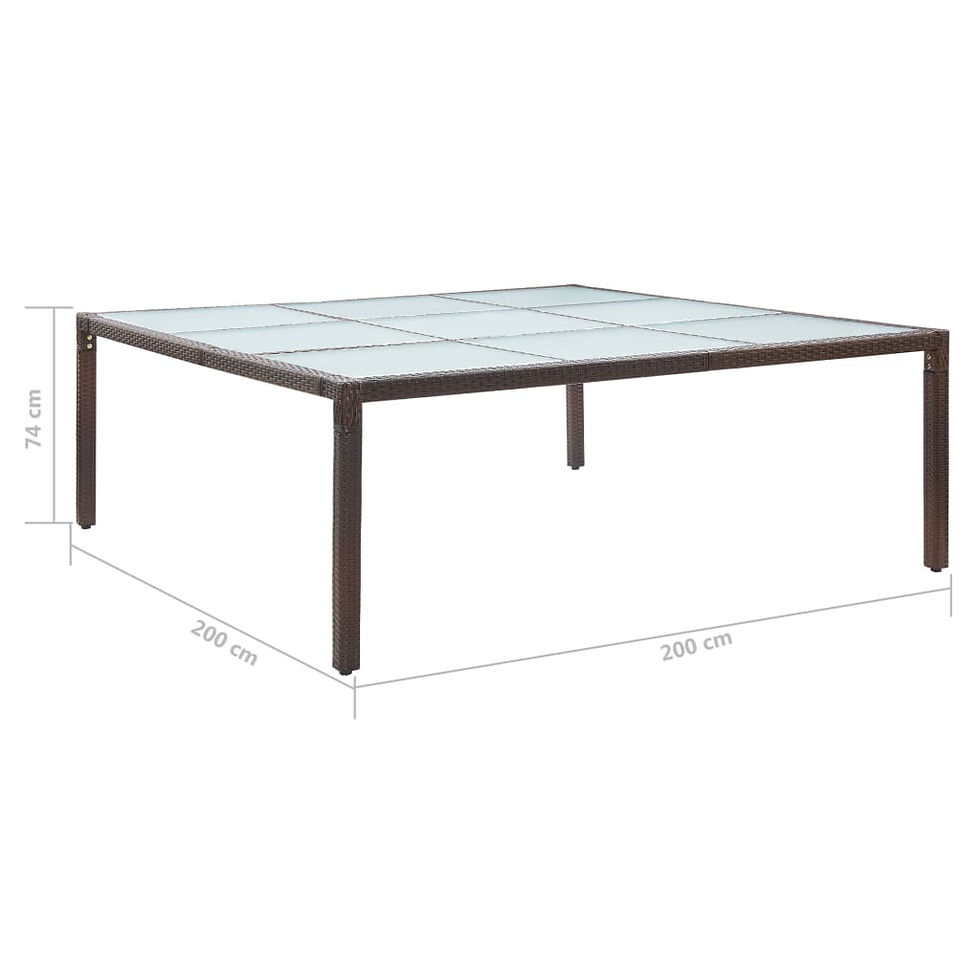 Thumbnail: Poly Rattan Garden Dining Table Brown 200x200x74 cm