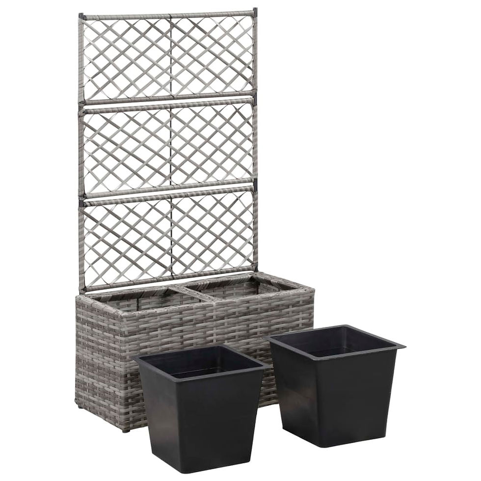 Thumbnail: Trellis Raised Bed Poly Rattan Grey with 2 Pots 58x30x107 cm