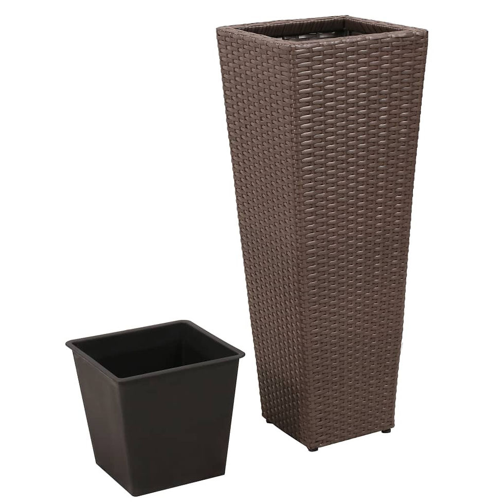 Thumbnail: 3 Piece Poly Rattan Brown Garden Raised Beds