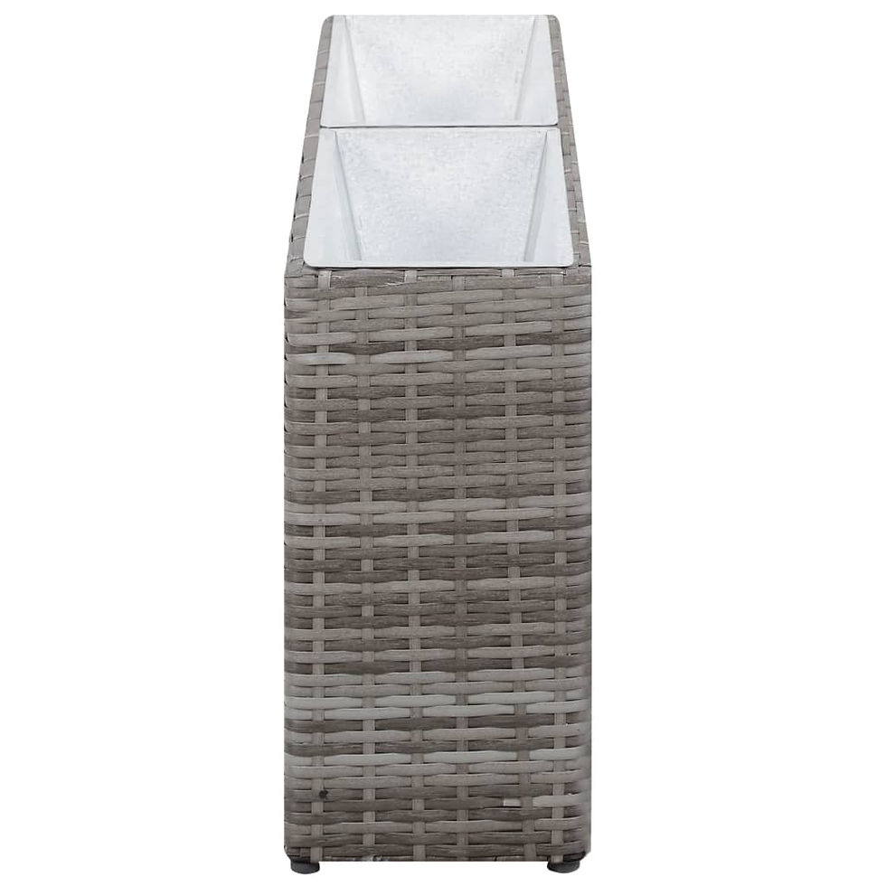 Thumbnail: Garden Raised Bed Poly Rattan Grey with 2 Pots 90x20x40 cm