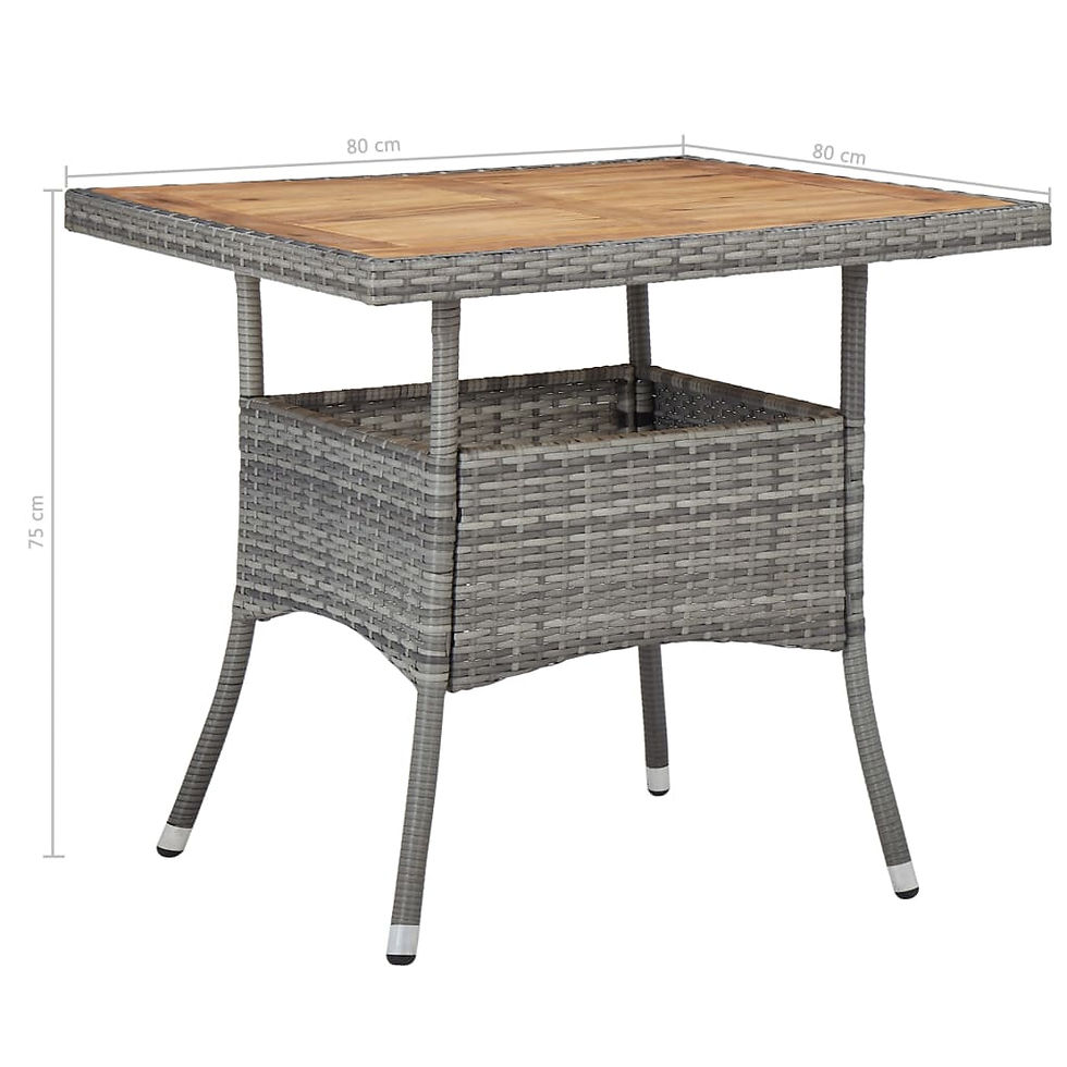 Thumbnail: Poly Rattan Outdoor Dining Table Grey Wood