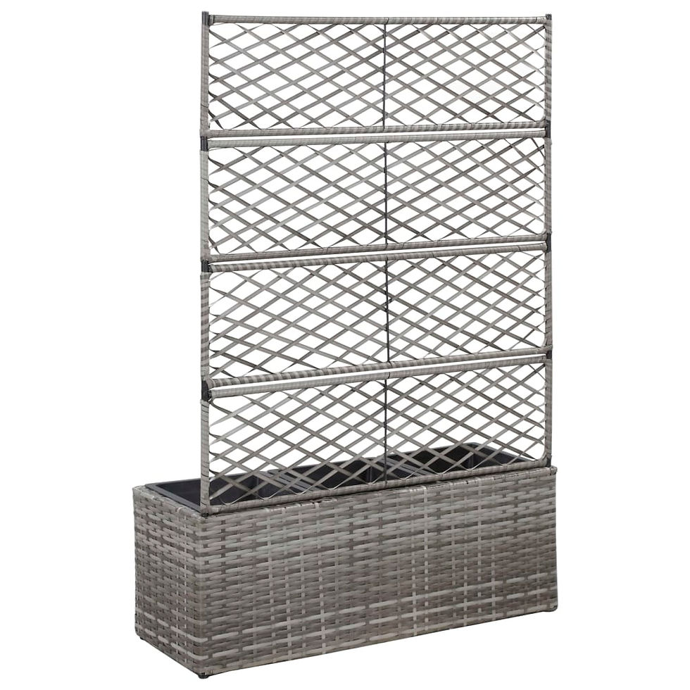Thumbnail: Trellis Raised Bed Poly Rattan Grey with 3 Pots 83x30x130 cm