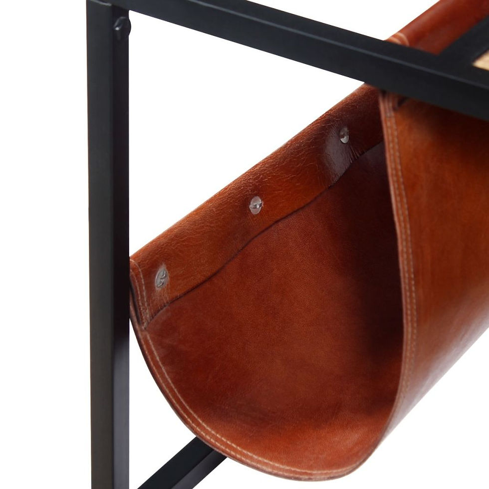 Thumbnail: Coffee Table with Genuine Leather Magazine Holder 110x50x45 cm