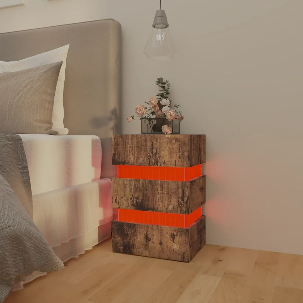 Thumbnail: LED Bedside Cabinet Smoked Oak 45x35x67 cm Engineered Wood