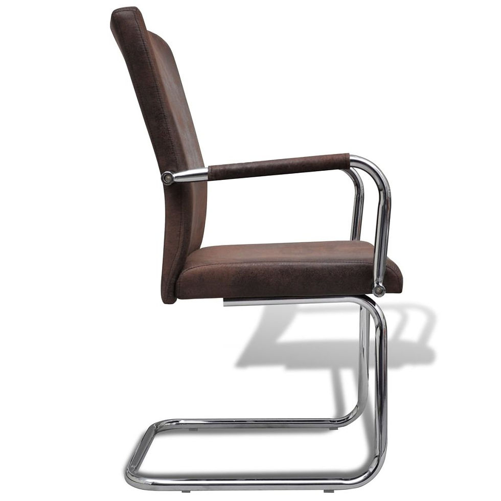 Thumbnail: Faux Leather Cantilever Dining Chair Set 4 Brown