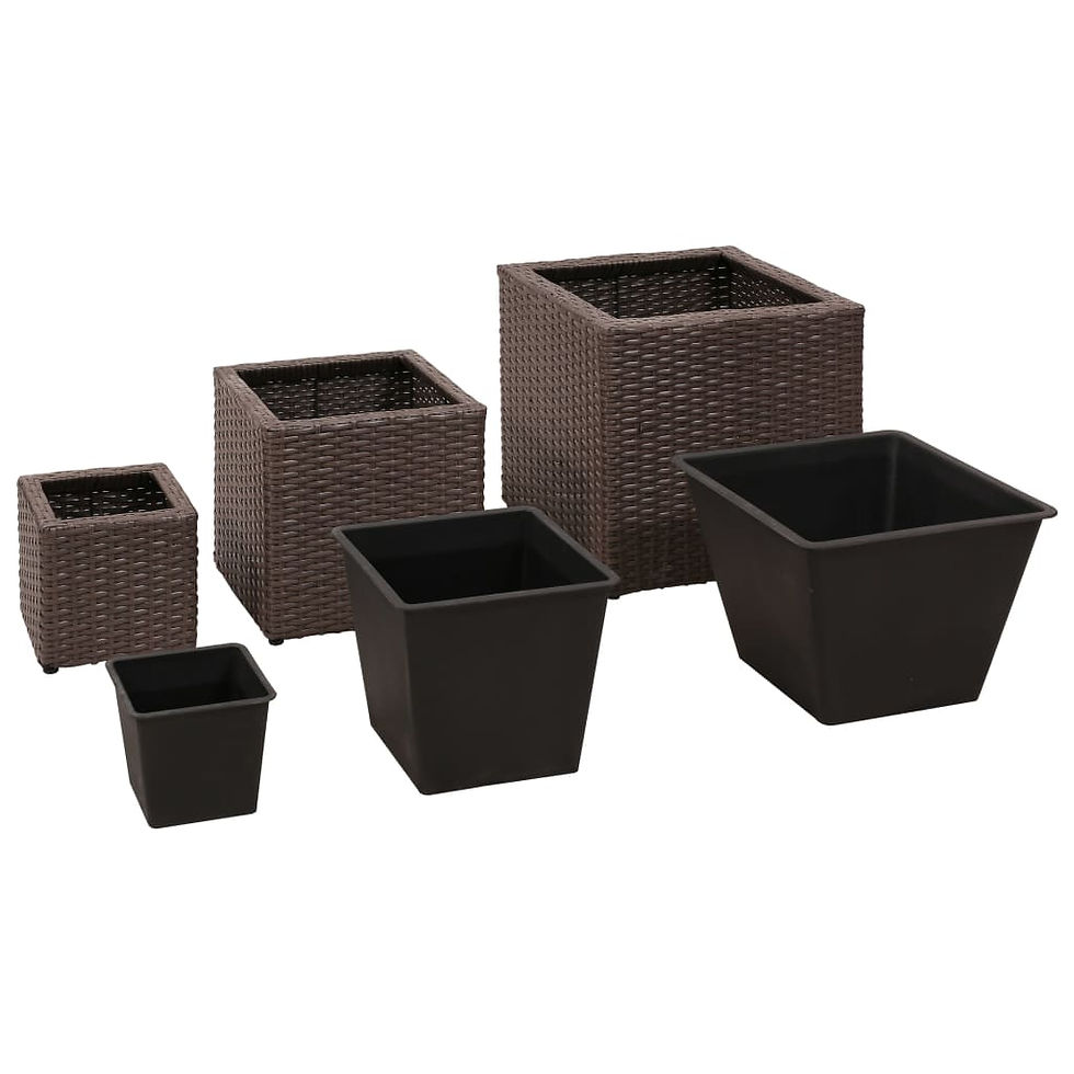 Thumbnail: 3 Piece Poly Rattan Brown Garden Raised Beds